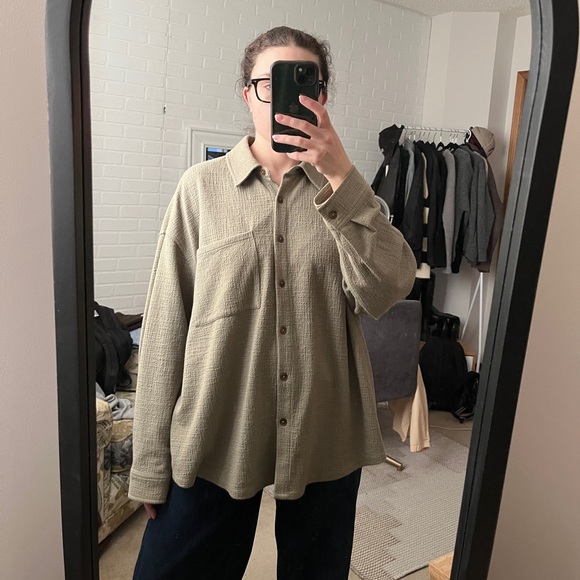 OAK + FORT Tops - Olive Green Button-Up